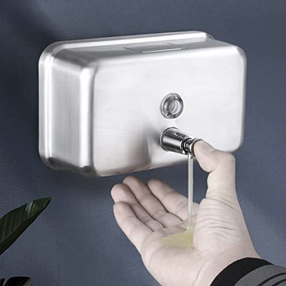 Commercial Wall Mount Stainless Steel Soap Dispenser, Rust-Proof Lining Liquid Hand Sanitizer Dispenser Bathroom 1100 ml / 37 oz. (Horizontal) - size: Horizontal