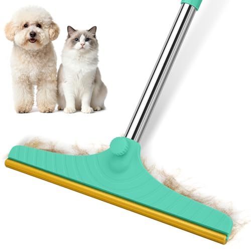 58" Adjustable Long Handle Carpet Rake - Carpet Rake for Pet Hair Removal,Reusable Pet Hair Removal Tool, Cat Dog Hairs Carpet Broom Rakes - color: Green, size: 58inch