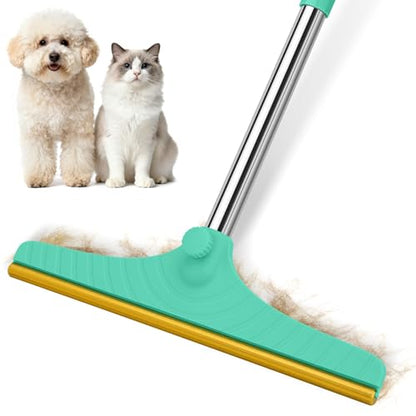 58" Adjustable Long Handle Carpet Rake - Carpet Rake for Pet Hair Removal,Reusable Pet Hair Removal Tool, Cat Dog Hairs Carpet Broom Rakes - color: Green, size: 58inch