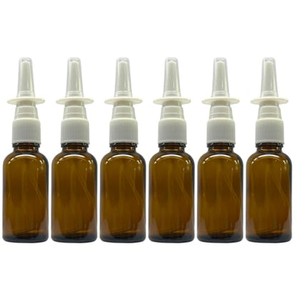 Amber Glass 1 oz Nasal Sprayer! EMPTY, Refillable, Travel Sized, Quality Glass for Saline Applications! (6 Pack) - size: 6 Count (Pack of 1)