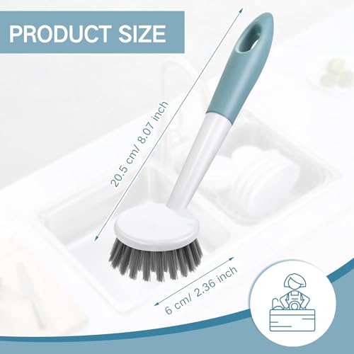 Patelai 12 Pack Kitchen Scrub Dish Brush with Long Handle Dish Scrubber with Stiff Bristles Scrub Brushes for Kitchen Dishes Washing Tools, Pots, Pans and Sink Cleaning (Celadon) - color: Celadon