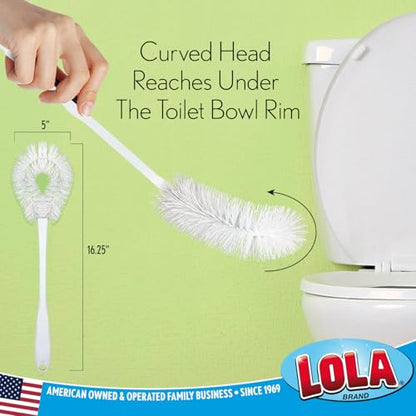 LOLA Toilet Bowl Brush w/Curved Head, Coated Wire, Durable Poly Bristles, Reaches Under Toilet Bowl Rim, 1 Pack - size: 1 Pack, style: Loop Style Bowl Brush