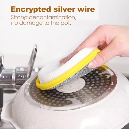 Double-Sided Non-Scratch Dish Sponge Scrubber - Reusable Round Scouring Pads for Dishes, Pots & Pans, Kitchen Sink Cleaning Tool (10)