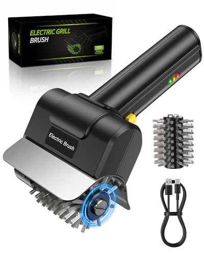 Electric Grill Brush, Rechargeable Electric Grill Cleaner 1500 RPM, 100-Min Runtime, Includes Replacement Brush, Safe for All Grills, BBQ Gift for Men