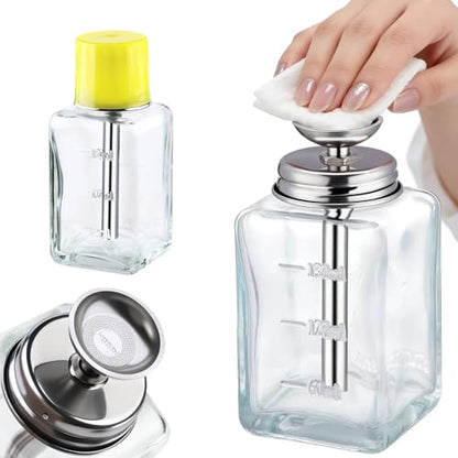 6 Oz/ 180ml Glass Push Down Pump Dispenser Bottle With Cap Push Down Glass Empty Pump Dispenser for Alcohol Makeup Clear Refillable Bottle Hand Pumping Press Container (1pcs - Square Shaped) - color: Clear - 180ml - Square - 1pcs