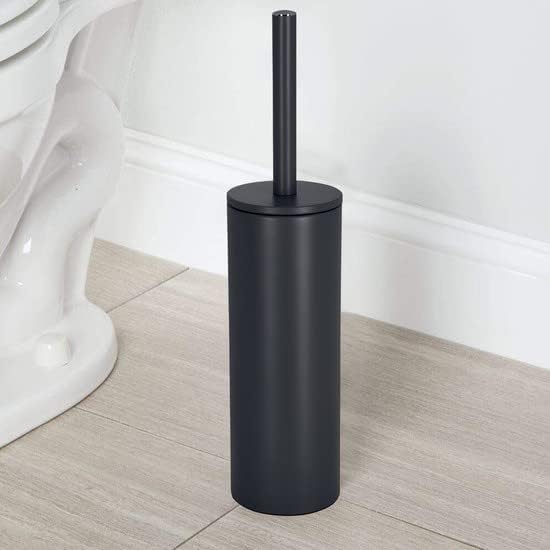 Spirella Toilet Brush with Stainless Steel Support Akira matt, Metal, Black/White, 40 x 9.5 x 9.5 cm - color: Black/White