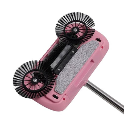 Function Manual Floor Sweeper Mop with 180 Rose Gold Finish for Hardwood Tile Marble No Electricity Needed - color: Roseate