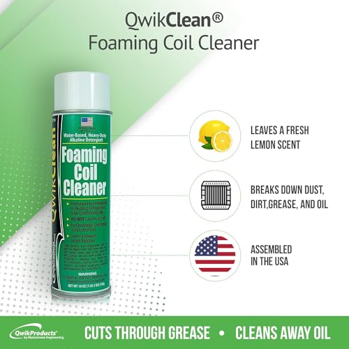 QwikProducts Foaming Coil Cleaner for AC Unit, Heating, Refrigerator, Air Conditioner No Rinse Coil Cleaner Spray Breaks Down Dirt, Dust, Grease, and Oil - size: 18 Ounce (Pack of 1)