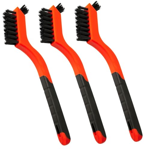 Crevice Cleaning Brush Set 3pcs, Nylon Bristles with Curved Handle Grip for Rust Removal, Dirt, Wire Brush for Bathroom Gap, Home, Kitchen, Bathroom, Window, Vehicle, Faucets, Toilet, Etc - style: Nylon