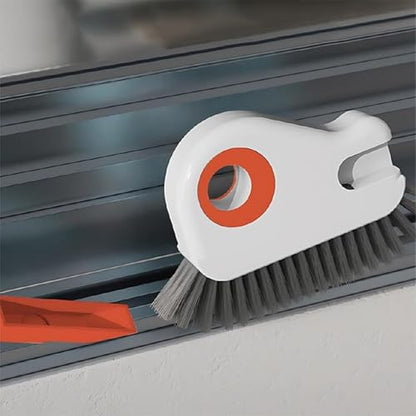 Upgrades 2 in 1 Groove Cleaning Brush Window Track Cleaning Tools, 2026 Multipurpose Hard Bristle Crevice Cleaning Brush with Hidden Scraper, Shutter Door Window Track Kitchen Cleaning Kit (Gray) - color: Gray