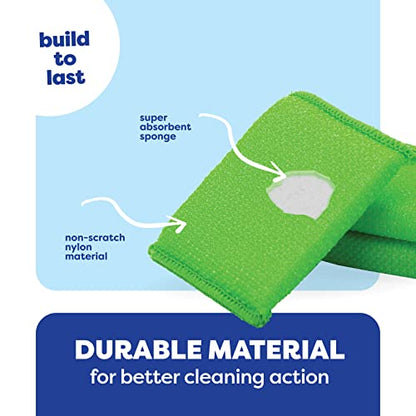 SCRUBIT Multi-Purpose Scouring Pad - Non-Scratch Cleaning Sponges for Pots, Pans, Dishes, Utensils & Non-Stick Cookware - Scrubbing Pads Use for Kitchen, Bathroom - 6 Pack Dish Sponge (Green) - color: Green