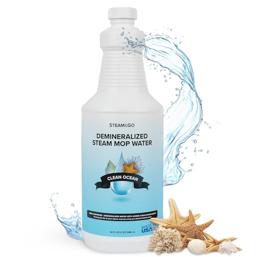 Steam & Go Demineralized Water for Steam Mop – Clean Ocean Scent, 32 oz (Pack of 1) | Scented Floor Cleaner Solution, Ready-to-Use, Compatible with Any Steam Cleaner - size: 32 Fl Oz (Pack of 1)