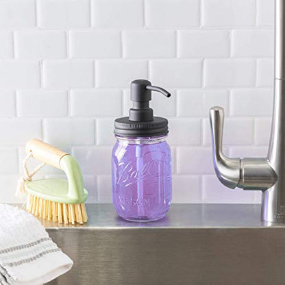 Jarmazing Products Mason Jar Soap Dispenser - Black - with 16 Ounce Ball Mason Jar - Made from Rust Proof Stainless Steel - Two Pack - size: Pack of 2