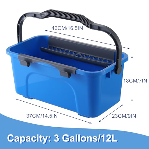 Mitclear Professional Window Cleaning Kit with Bucket 3 Gallon, 14'' Silicone Squeegee, 14'' Microfiber Scrubber, Cloth, Window Washing Equipment Cleaner Tools, Commercial & Home, Car, Outdoor - style: Window Cleaning Kit