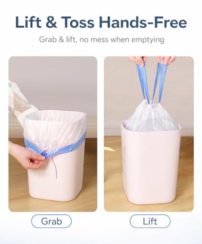 60 Count Drawstring Trash Bags for Kitchen & Home, 4-5 Gallon Large Capacity, Leak-Proof & Tear-Resistant, Easy to Tie & Carry, 45x50cm