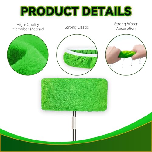 4 Pack Reusable Microfiber Mop Pads Compatible with Swiffer Sweeper, Washable Wet Mopping Cloths and Dry Sweeping Cloths, Wet Pad Refills for Hardwood Floor Cleaning(Mop is Not Included)