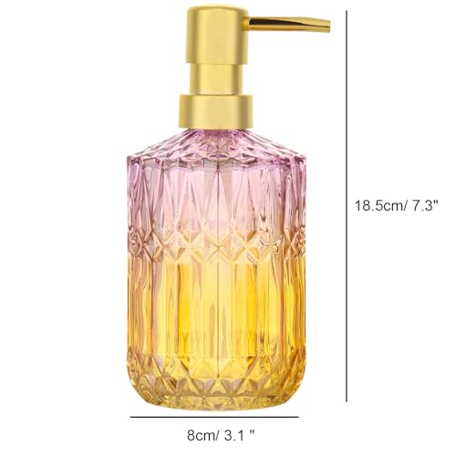 YunNasi Soap Dispenser with Pump, Refillable Liquid Hand Soap Dish Soap Dispensers for Bathroom Counter, Kitchen Sink (PurpleOrange) - color: Purpleorange