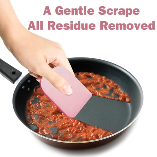 Pan Scraper, 5 Pcs Pot Scraper Plastic, Pot Scraper Non Scratch for Cast Iron, Pot and Pan Cleaning, Sturdy Scraper Kitchen Tool, Pink - color: Pink, size: 5 Pcs