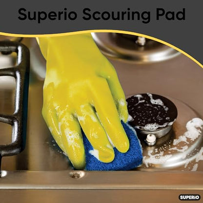 Superio Heavy Duty scouring Pads Non-Scratching Scrubber, Non-Scratch Cleaning Scrub Pads, Eco-Friendly Reusable Kitchen Scrubbing Pad, Great for Non-Stick Cookware