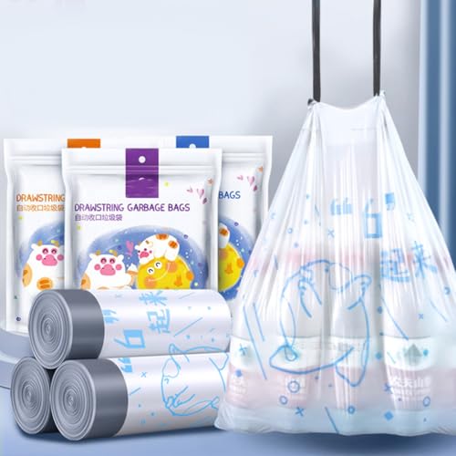 Thickened Drawstring Refuse Bags 69pcs 50x55cm High Tenacity Portable Garbage Holder for Kitchen Trash Cans ≤37cm Diameter Household Waste Disposal