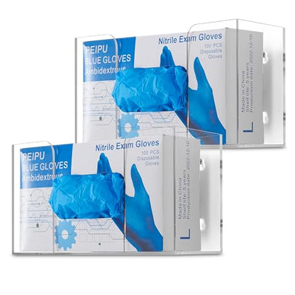 Stock Your Home Single Acrylic Gloves Dispenser (2 Pack) Tissue Box Shelf, Glove Holder Wall Mount, for Kitchen, Cleaning Closet, Lab, Exam, Office - size: 2 Count, style: Single Stack