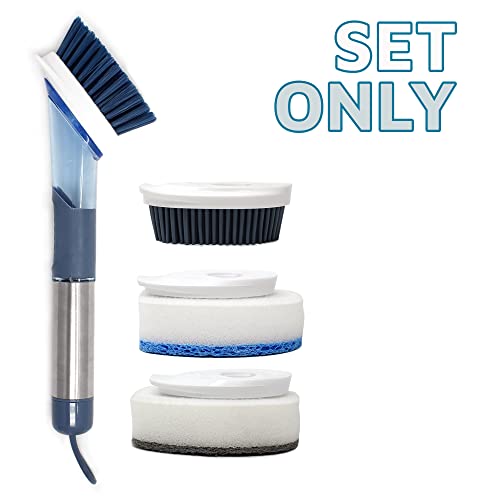 CBC Crown Soap Dispensing Dishwashing Brush with 4 Scrub Brush Heads & Extra Refill Set - style: Brush Set