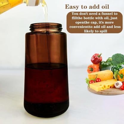 OURCABECUE Kitchen Upgraded Made Oil Sprayer for Cooking, Dark Brown 2 in 1 Spray and Pour Mist Olive Oil Dispenser 16oz 470ml Glass Oil Spray Bottle, Air Fryer (White + Black) - color: White + Black