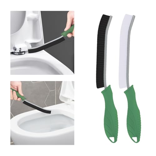 TQRR Toilet Brush, 2 Pcs Bathroom Cleaning Brush, Toilet Scrubber, Deep Toilet Bowl Brush with Hanging Hole, Multifunctional Gap Cleaning Brush, Bristles for Kitchen Sinks, Tub,Shower (2, Green) - color: Green