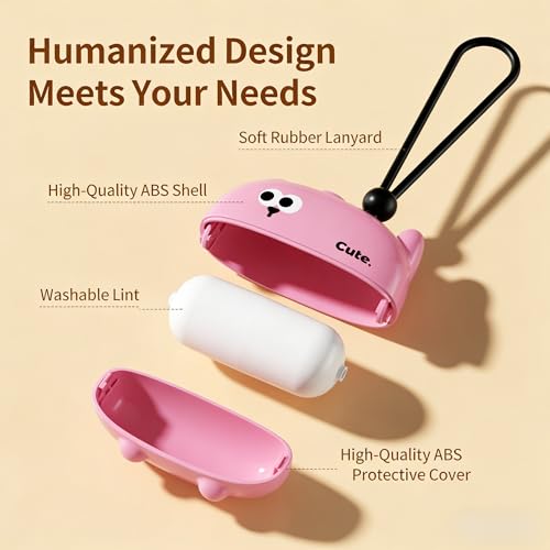 Reusable Mini Travel Lint-Roller, Extra Sticky Washable Lint Rollers for Pet Hair, Portable Lint-Remover for Clothes, Pet Hair Remover Sofa Carpet Car Purse Household (Rosy Cat) - color: Rosy Cat