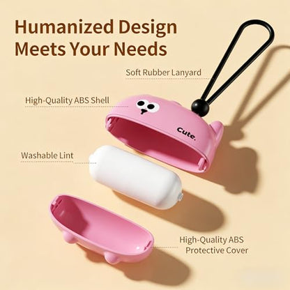 Reusable Mini Travel Lint-Roller, Extra Sticky Washable Lint Rollers for Pet Hair, Portable Lint-Remover for Clothes, Pet Hair Remover Sofa Carpet Car Purse Household (Rosy Cat) - color: Rosy Cat