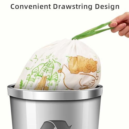 Trash Bags 13 Gallon with Drawstring & Capybara Printed, Leakproof and Odor Control Garbage Bags 13 Gallon Tall Kitchen, Tear-Resistant Kitchen Trash Bags for Home, Portable Garbage Bags, 50 Count - style: 13 Gallon Capybara Trash Bags - 50 Counts