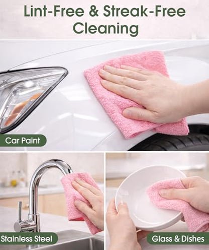 Microfiber Cleaning Cloth Roll - 100 Pack Tear Away Microfiber Paper Towels, Reusable, Washable, Scratch-Free, Kitchen Towels for Car, Home, Kitchen, Glass, Dishes(Pink) - color: Pink