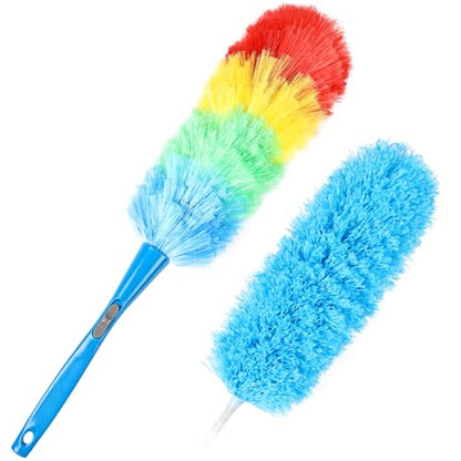 Rainbow Static Duster 24inch Reusable Microfiber Electrostatic Dusters with 2 Beandable and Washable Duster Head for Cleaning Home, Office, Car - size: 24inch-3pcs