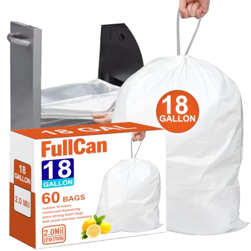 18 Gallon 2 Mil Lemon Scent Heavy Duty Compactor Trash Bags 60 Count Reinforced Drawstring Garbage Liners Fit 18 Gallon Compatible with Kitchenaid, Whirpool, GE 15 Inch Compactors GRAND SAVE! - color: 18 Gallon 60 Count Lemon