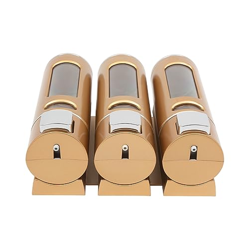 3-Head 400 ml Gold Soap Dispenser, Wall-Mount Triple Chamber Shampoo Conditioner Body Wash Pump, Bathroom Shower Gel Holder, Hotel Gym School Mall Refill Bottle, Adhesive or Screw Install