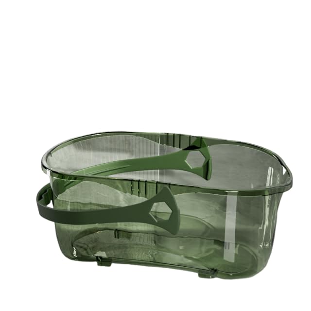Transparent Thickened Water Bucket, Household Hand-held Rectangular Water Bucket, Student Laundry Bucket, Large Storage Bucket, Mop Bucket - color: Green