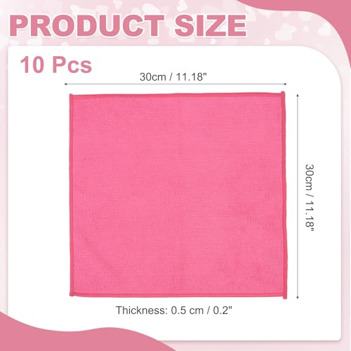 uxcell 10 Pcs Microfiber Cleaning Cloth, Kitchen Towels Reusable Microfiber Towels Highly Absorbent for Household Cleaning Supplies, Kitchen, Bathroom, Pink(Square), 11.8" X11.8 - color: Pink