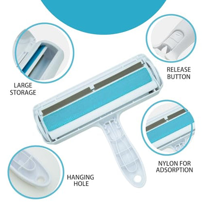 Roller Pet Hair Removal Tool, Portable Detachable Handle Reusable Lint Roller, Cat and Dog Hair Remover for Car, Furniture, Carpet