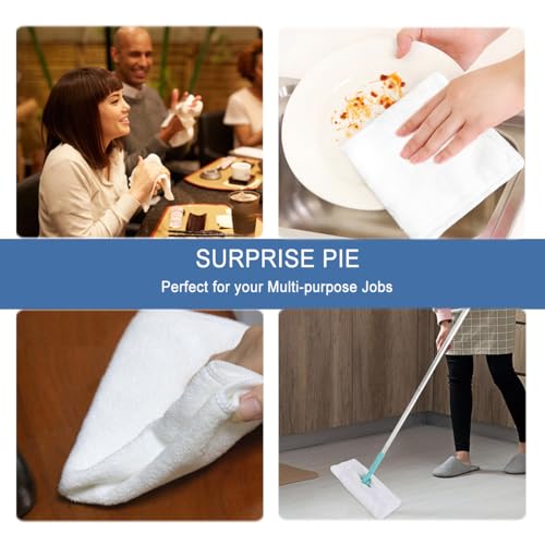 White Microfiber Cleaning Cloth 6Pack Cleaning Rags Absorbant Lint Free Cloth for House, Kitchen, Car, Glass, Stainless Steel, Window, Boat Cleaner-12''x 12''-White - color: White