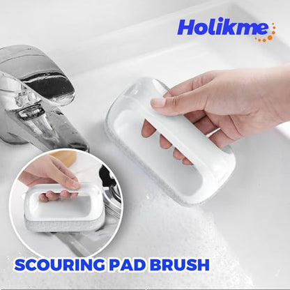 Holikme 6 Pack Dish Brush with Handle Kitchen Cleaning Brush Set for Pot, Pan, Kitchen Sink (Green) - color: Green