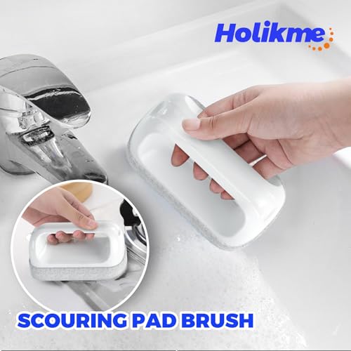 Holikme Cleaning Brush Set, Scouring Pad for Cleaning, Groove Gap Brushes for Pot, Pan, Kitchen Sink, Wire Brushes (Azul) - color: Azul