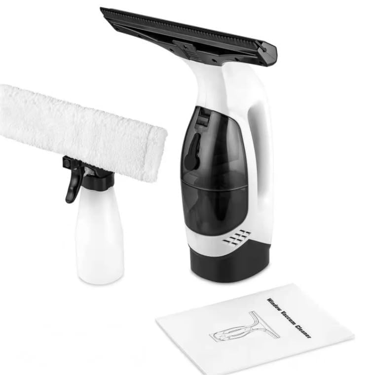 Window Vacuum Squeegee Cordless, Handheld Window Vac with Multi-Purpose Spray Bottle & Microfiber Cloth, Electric Cleaning Tool for Windows, Mirror, Countertop