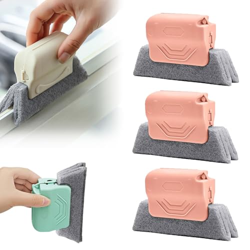 Magic Window Track Cleaner, 2025 New Window Groove Cleaning Brush Tools Set, Hand-held Window Track Cleaner Brushes Tools Set for Window lides Gaps Tile Lines Shutter Car Vents (Pink 3pcs) - color: Pink 3pcs