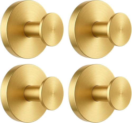 BKV Suction Cup Hooks for Glass Window,Removable Shower Hooks for Inside Shower,Metal Towel Hooks for Bathrooms,4 Pack(Gold) - color: Gold, size: 4 Pack