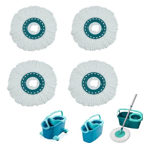 4 Pack Spin Mop Heads Replacement Compatible with Leifheit Clean Twist,Microfiber Head Mops for Leifheit Clean Twist Mop Systems,Dry Wet Clean All Hard-surfaced Floors Machine Washable
