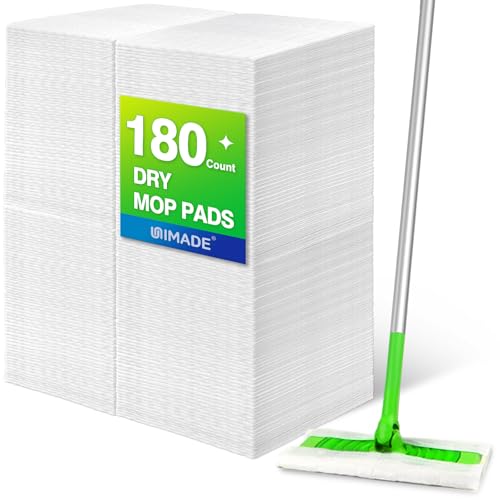 UNIMADE Dry Sweeping Cloths, 180 Count Mop Refill Compatible with Swiffer Sweeper - Disposable Duster Refills Mops for Cleaning Hardwood Floor Dust - size: 180 Count