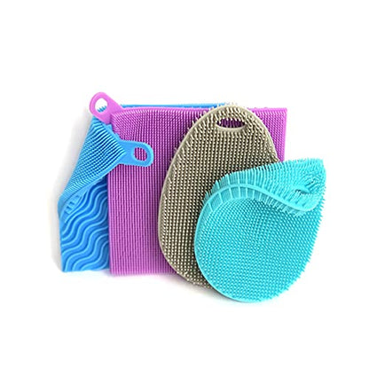 Silicone Sponges for Dishes - 4 Pack Dual-Sided Dish Scrubber - Food Grade, BPA Free Silicone Sponge & Housecleaning - color: Silicone Sponges [4]