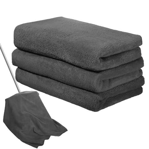 Newwiee 3 Pcs Extra Large Microfiber Cleaning Cloth 30" x 20" Washable Reusable Microfiber Towel Streak Free Lint Free Cloth for Cleaning Home Glass Office Window Bathrooms (Gray) - color: Gray