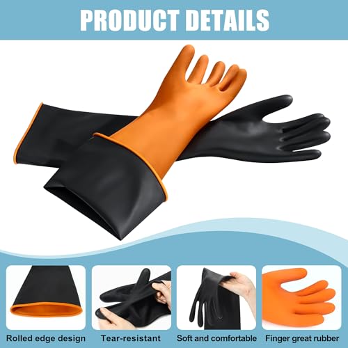 22" Chemical Resistant Gloves, Reusable Heavy Duty Long Rubber Glove, Waterproof Dishwashing Gloves for Men, Forearm Protection Resist Strong Acid, Alkali, Oil, XL Size - size: 22 inch