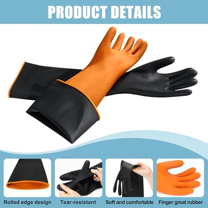 22" Chemical Resistant Gloves, Reusable Heavy Duty Long Rubber Glove, Waterproof Dishwashing Gloves for Men, Forearm Protection Resist Strong Acid, Alkali, Oil, XL Size - size: 22 inch